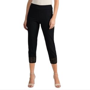SZ 16 Joseph Ribkoff Black Capris with Cutout Lace Bottoms